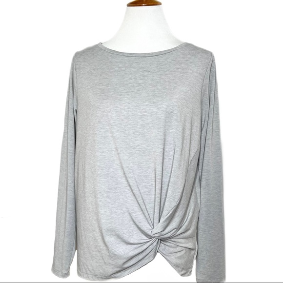 GAP Tops - SOLD-Gap Fit Side Twist Long Sleeve Gray Tee